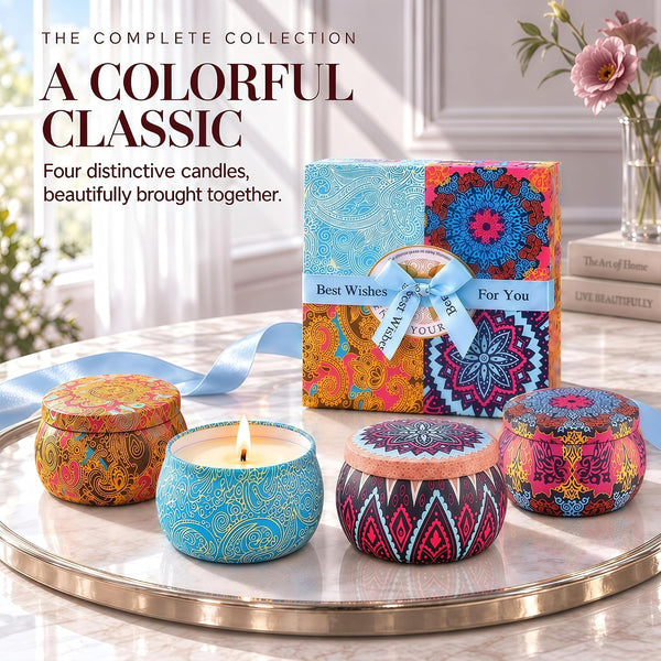 Scented Candles Gift Set for Women, 4 Pack Soy Wax Candles for Home Scented 4-Pack Classic Gift Set