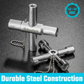DURATECH 4 Way Sillcock Key Set, Utility Key, Multi-functional Water Key, 2-Pack, for Valve, Faucet, and Spigots | Utility Key, Water Key, Chrome