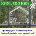 Window Bird Feeder with Strong Suction Cups, Clear Window Feeders for Outside - Transparent Bird House, Balcony Glass Mount, Acrylic Cat, Kids &