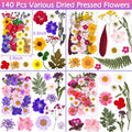 140 Pcs Dried Pressed Flowers for Resin, Real Pressed Flowers Dry Leaves Bulk Natural Herbs Kit for Scrapbooking DIY Art Crafts, Epoxy Resin