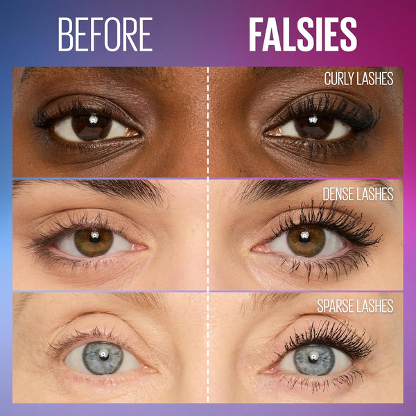 Maybelline Volum' Express the Falsies Waterproof Mascara, Volumizing and Separating Make up Formula, Very Black, 1 Count