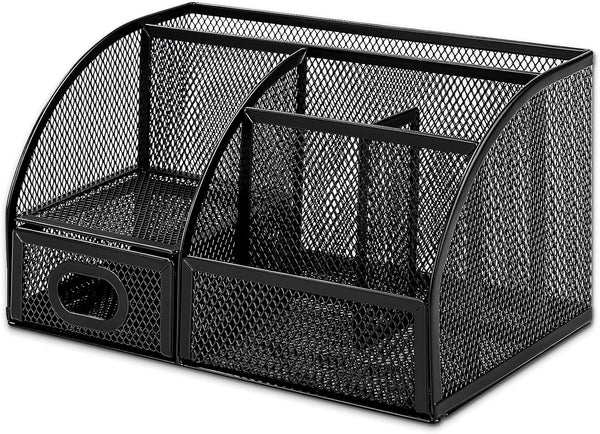 Amazon Basics Mesh Pen Holder and Organizer, Black, Ã¢ÂÂ9.1" X 5.9" X 5.5