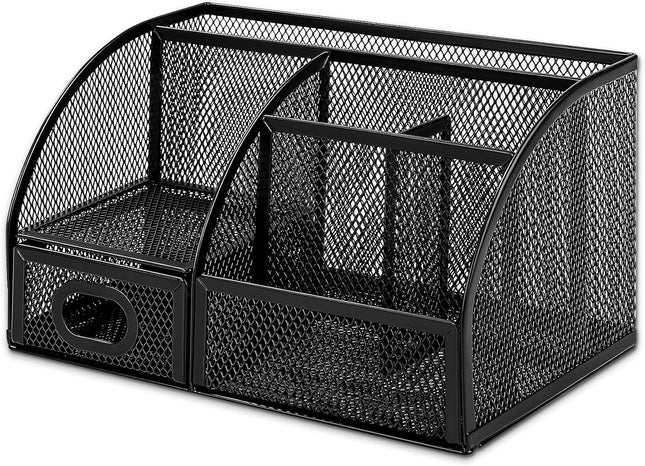 Amazon Basics Mesh Pen Holder and Organizer, Black, â9.1" X 5.9" X 5.5