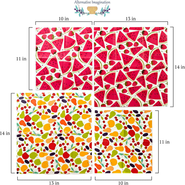 7 Pc Beeswax Wraps for Food Snacks, Sandwich, Bread - Reusable Eco Friendly Kitchen Storage and Zero Waste - 4 Wraps, 2 Beeswax Bars and Cotton