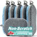 Sponges Kitchen Dish Sponge for Washing Dishes Cleaning Kitchen, All-Purpose, 6 Pack, Non Scratch, Rough Scrubbers Side for Non-Stick Cookware,