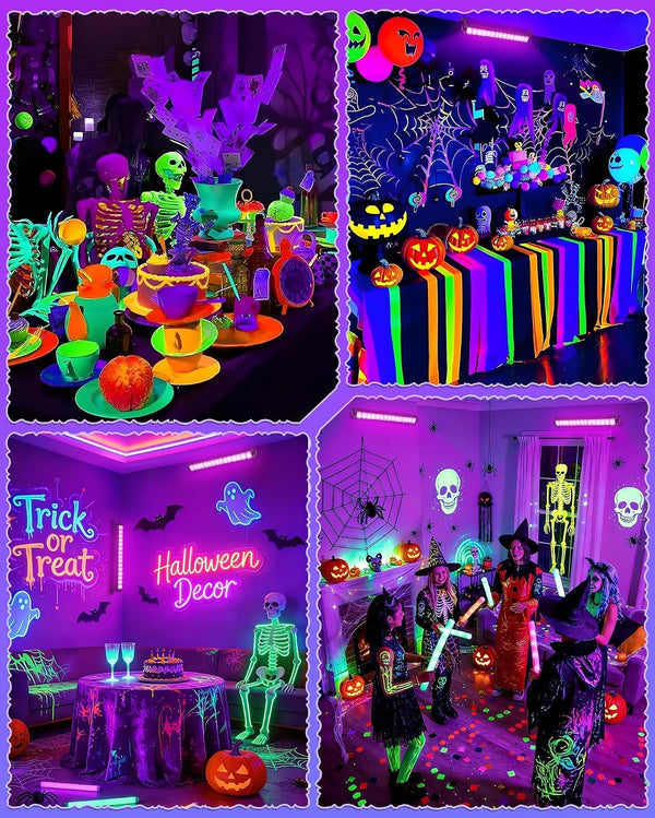 Upgraded 42W LED Black Light Bar, Blacklight Flood Light with Plug+Switch+5.9ft Cord, Light Up 24x24ft Area, for Halloween Glow Fluorescent Party