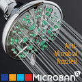 AquaDance Antimicrobial – Anti-Clog High-Pressure 6-Setting Shower Head with Microban Nozzle Protection from Growth of Mold, Mildew & Bacteria for