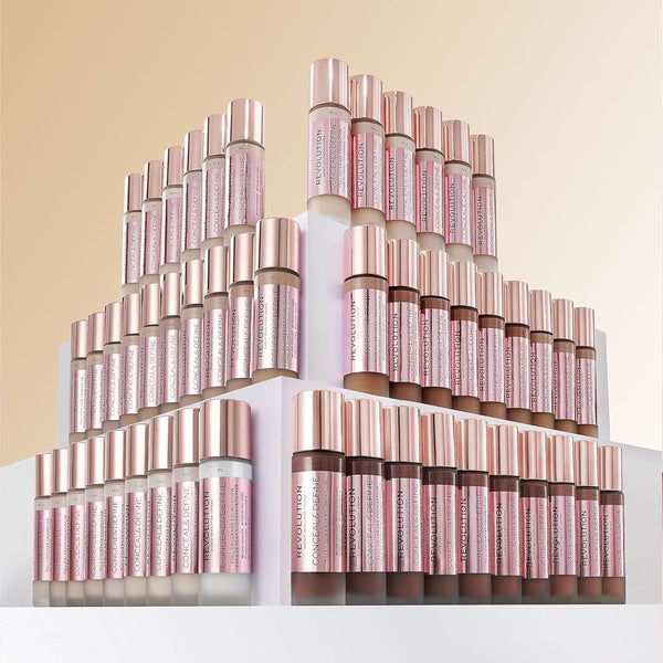 Revolution, Conceal & Define Foundation, Full Coverage, Long-Lasting Matte Finish, Vegan & Cruelty-Free, F3 Fair Skin Tones, 0.8 Fl Oz
