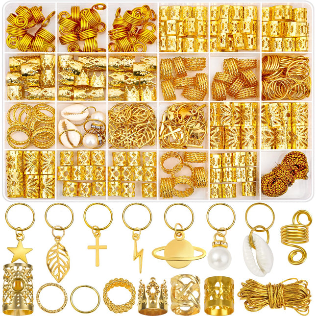 Lucomb 259 Pcs Hair Jewelry for Braids, Loc Jewelry for Hair Dreadlock, Charm Ac