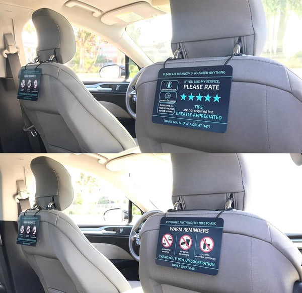 Compatible with Lyft Uber (2-Pack) Tips Rating Appreciated Rideshare Accessories Ã¢ÂÂ 7Ã¢ÂÂ X 5Ã¢ÂÂ Ã¢ÂÂ Interior Acrylic Headrest Sign -