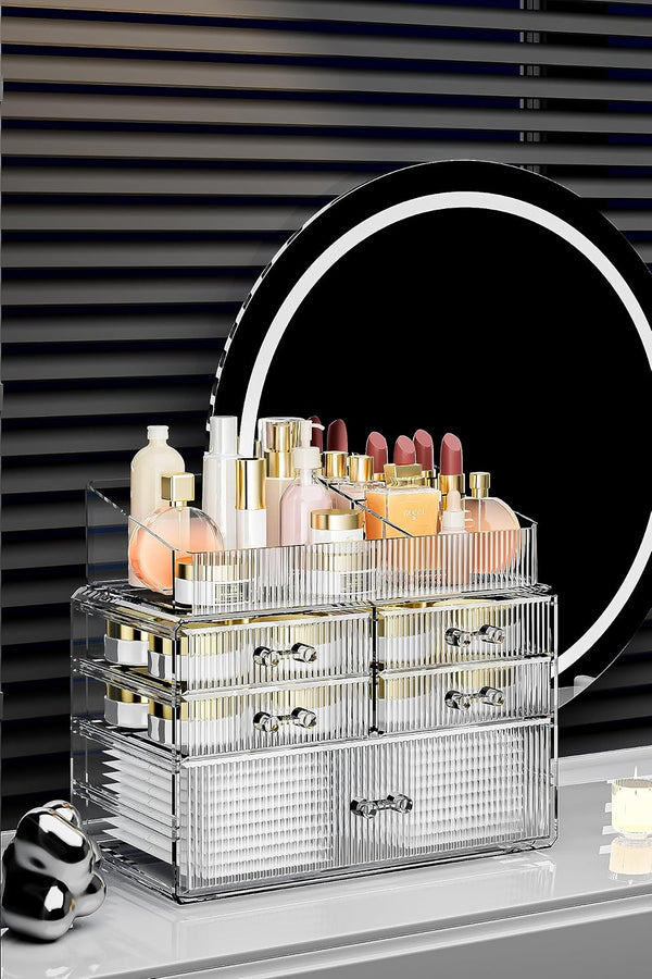 ZHIAI Stackable Organizer, Acrylic Cosmetic Organizer for Dresser, Vanity, Kitchen Cabinet, Bathroom, Under Sink, Home Organization and Storage (1