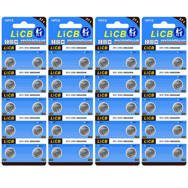 LiCB 40 Pack Watch Batteries Replacement 371 SR920SW 370 AG6,Long-Lasting & Leak-Proof,High Capacity Silver Oxide 1.55V Battery for Watch