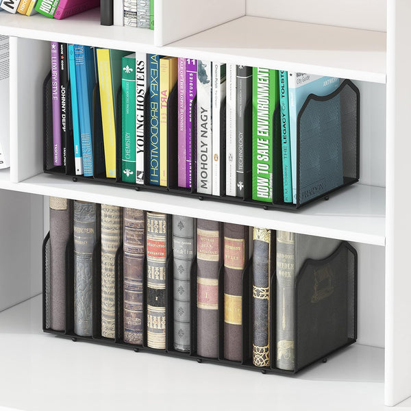 Simple Trending 5-Section Vertical File Organizer, Black 5 Section-Black