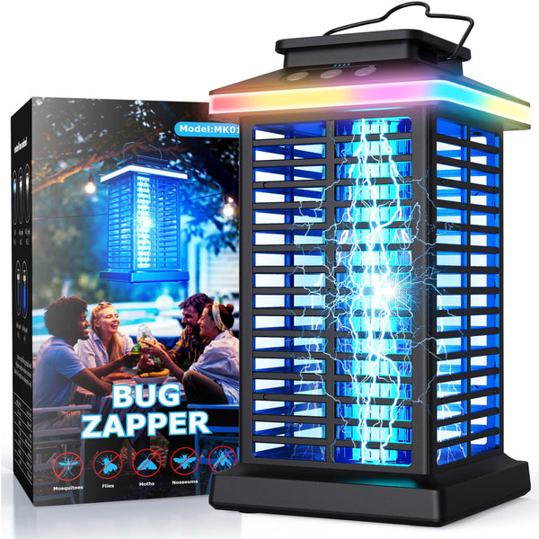 Bug Zapper Outdoor, 2025 Upgraded Mosquito Zapper 2 in 1 Rechargeable Bug Zapper Outdoor with 5000Mah Battery & LED Night Light, 4000V Electric