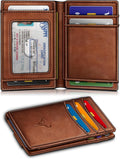 BULLIANT Magnetic Closure Slim Wallet-Genuine Leather Front Pocket Wallet for Men,Rfid Blocking,Holds 12 Cards and Money Clip