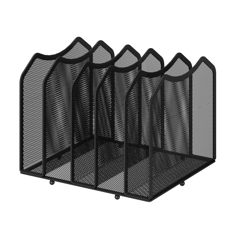 Simple Trending 5-Section Vertical File Organizer, Black 5 Section-Black