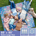 Picnic Blankets 60X80 Beachy Blanket Excersize Yogamat with Bag Womens Mens Travel Kit Camping Needs RV Decorations Long Car Road Trips Organizers