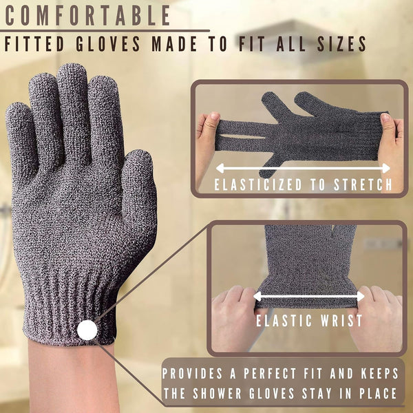 Sphynx Hairless Cats Carbonized Bamboo Bath Exfoliating Gloves Charcoal Bamboo Shower Body Scrub (1 Pair)