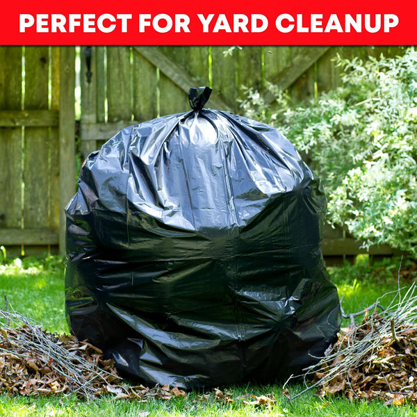 Tasker 55-60 Gallon Trash Bags Heavy Duty | Value 50 Count Bags W/Ties | Extra Large Industrial Trash Bags 55 Gallon, Lawn and Leaf Bags, Extra