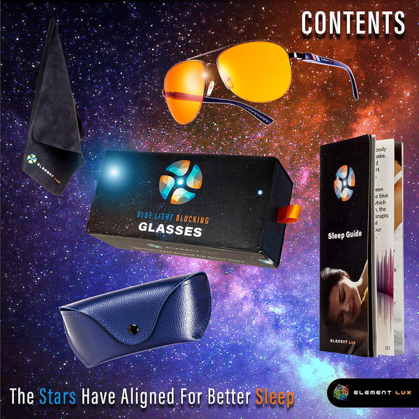 Blue Light Blocking Glasses Amber Lenses - for Better Sleep, Gaming, Eye Strain, Computer