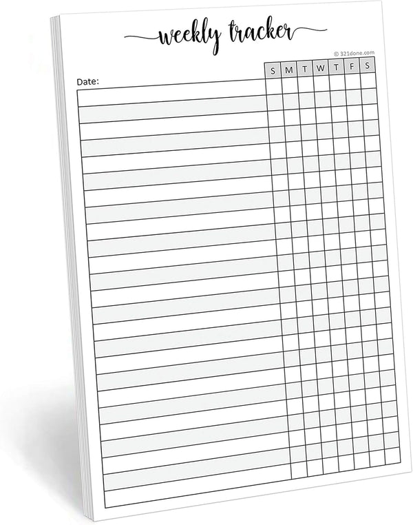 321Done Weekly Tracker Notepad - 50 Sheets (5.5" X 8.5") - Habit Tracking Days of Week Tear-Off Sheets, Planner Organizing - Made in USA - Simple