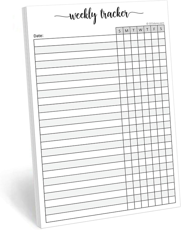 321Done Weekly Tracker Notepad - 50 Sheets (5.5" x 8.5") - Habit Tracking Days of Week Tear-Off Sheets, Planner Organizing - Made in USA - Simple