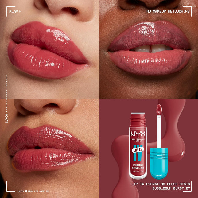 NYX PROFESSIONAL MAKEUP Lip IV Hydrating Glossy Lip Stain with 12HR Hydration - 