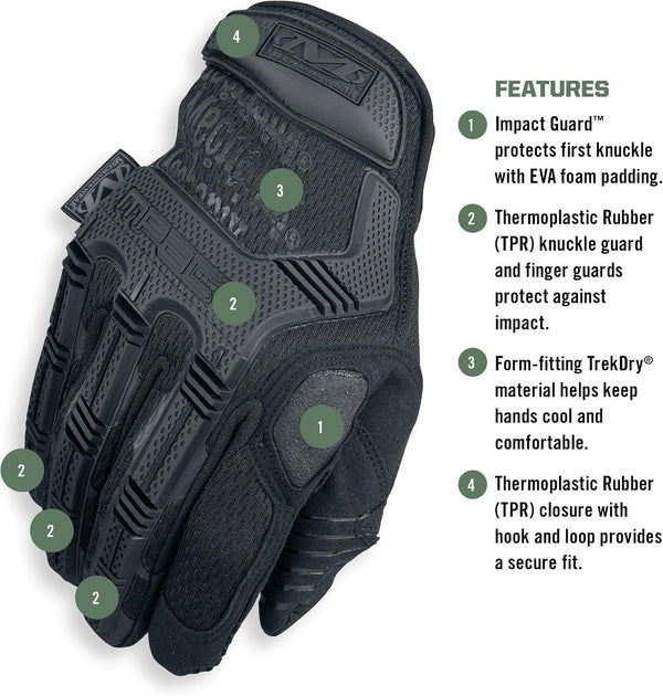 Mechanix Wear: M-Pact Covert Tactical Gloves with Secure Fit, Touchscreen Capable Safety Gloves for Men, Work Gloves with Impact Protection and
