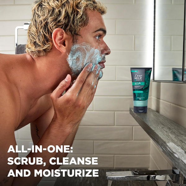 DOVE MEN + CARE Body and Face Scrub Eucalyptus Deeply Exfoliates for Hydrated & Nourished Skin 100% Gentle Cleanser, No Sulfate Cleansers or