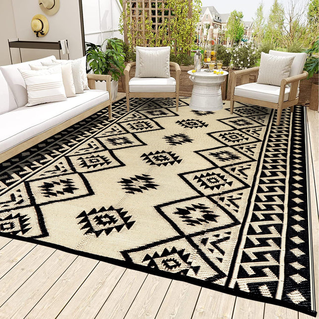 LILIOFFIC Outdoor Rugs - Reversible Mats, 5'X8' Plastic Straw Rug for Patio Wate