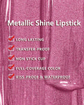 MAKI YIKA Metallic Pink Lipstick for Women Nude Lipsticks Long Lasting Shine Glitter Lipstick No Smudge No Transfer Liquid Lip Gloss (BR010 Sweet