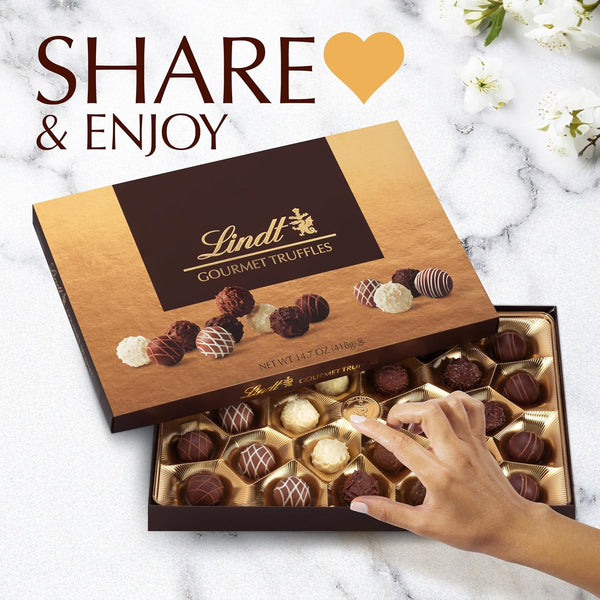 Lindt Gourmet Truffles Assorted Chocolate Candy Gift Box, 14.7 oz. Assorted 14.7 Ounce (Pack of 1)