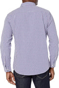 Amazon Essentials Men's Regular-Fit Long-Sleeve Casual Poplin Shirt, Button Front, Business Casual, Collared Regular Fit Blue Purple Gingham X-Large