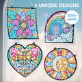 Klever Kits 4PCS Window Art Suncatcher Kits, Fun Gem Painting Kits, Diamond Art and Crafts for Boys Girls, Great Crafts Gift for Kids Birthdays