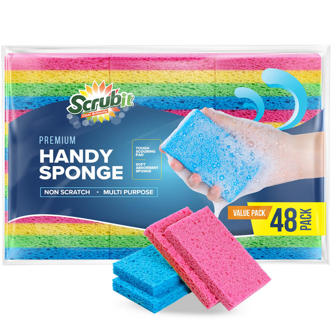 SCRUBIT 48-Count Sponges Kitchen for Dishes Cleaning - Non-Scratch Dish Scrub Sp