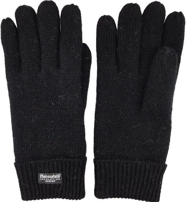 BRUCERIVER Men'S Pure Wool Knitted Gloves with Thinsulate Lining