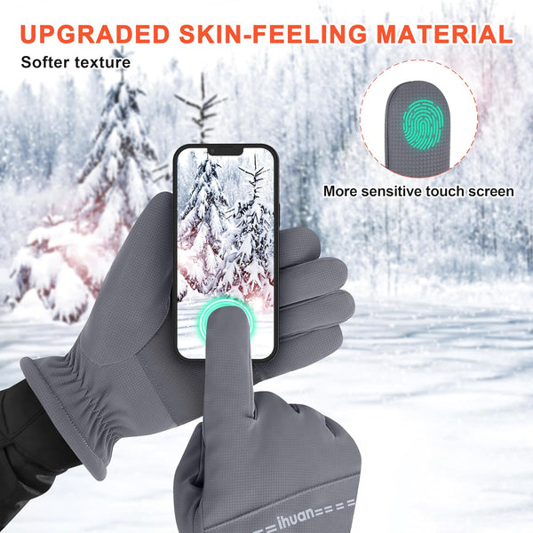 Ihuan Winter Waterproof Snow Ski Gloves for Women Men,Cold Weather Warm Thermal Touchscreen