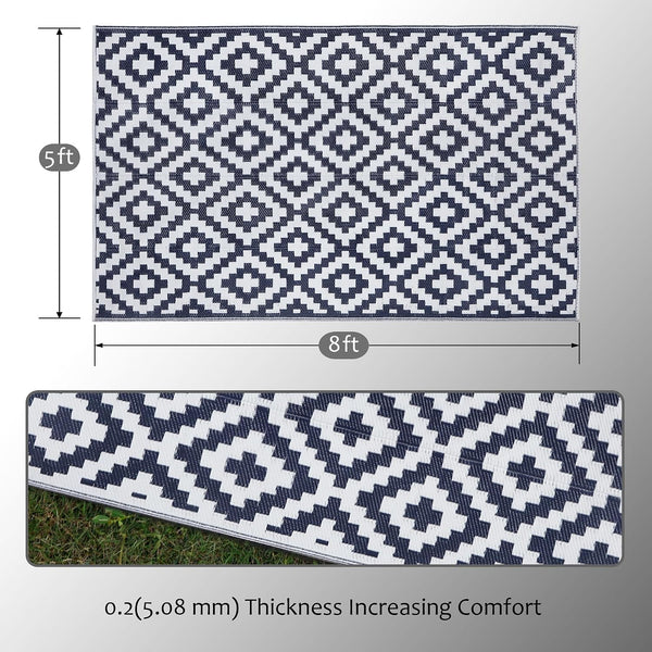 SAND MINE Reversible Mats, Plastic Straw Rug, Modern Area Rug, Large Floor Mat and Rug for Outdoors, RV, Patio, Backyard, Deck, Picnic, Beach,