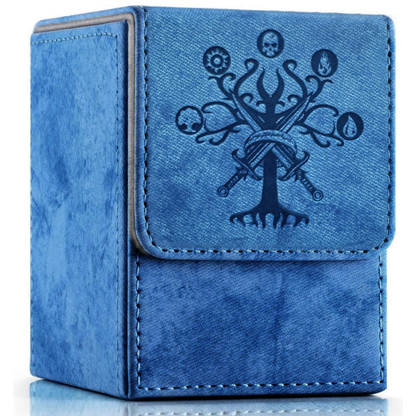 MTG Commander Deck Box with 2 Dividers, Fits 100+ Single Sleeved Cards, Strong Magnet Magic Gathering Deck Box, PU Leather Trading Card Storage