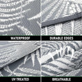 Outdoor Plastic Straw Rug - 6x9Ft Waterproof Reversible Patio Mat for Deck, Beach, RV, Camper, Backyard 6' x 9' (Rectangular) Cool Gray