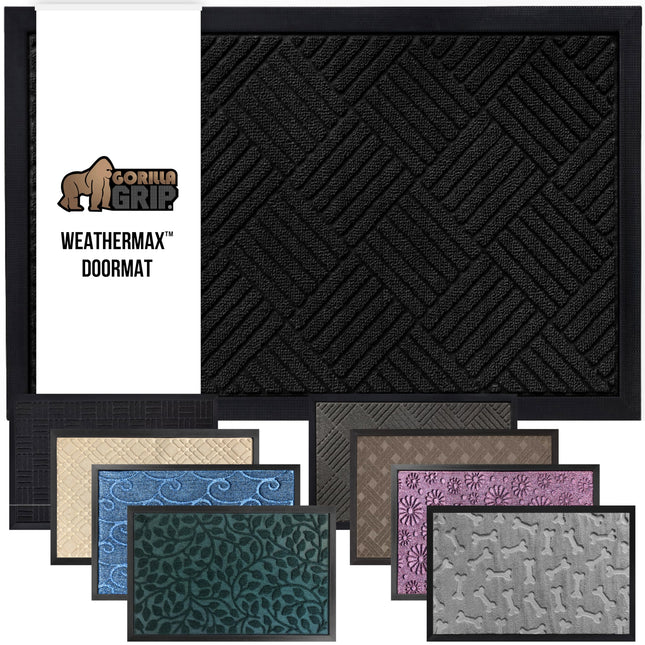 GORILLA GRIP 100% Waterproof All-Season Weathermax Doormat, Durable Natural Rubb