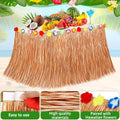 108x29.5In Hawaiian Grass Table Skirt for Summer Luau Party Decorations Straw Yellow 1 Pack