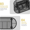 Mesh Desk Organizer with Drawer, 9-Compartment Pen Holder for Desk, Black Obsidian Black