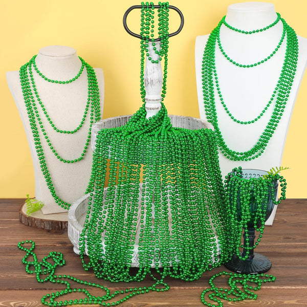 200PCS Mardi Gras Beads, Metallic 12 kinds Bead Necklace Party Favors, 33" Mardi Gras Necklace Bulk Accessories Stuff, Festival Parade Throw for