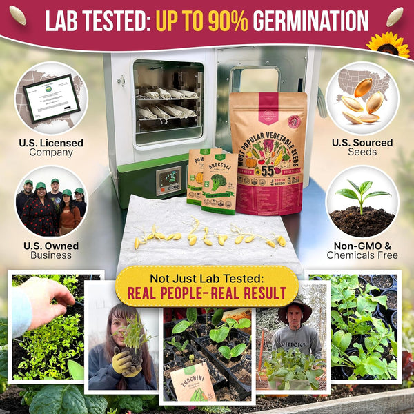 55 Vegetable Seeds Variety Pack - 35,600+ Non-Gmo Heirloom Seeds for Planting Vegetables and Fruits in Individual Seed Packets, Home Garden Seeds
