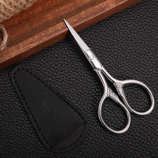 Small Precision Scissors, 3.5Inch Stainless Steel Multi-Purpose Vintage Beauty Grooming Kit for Facial Hair, Eyebrow, Eyelash, Beard, Moustache