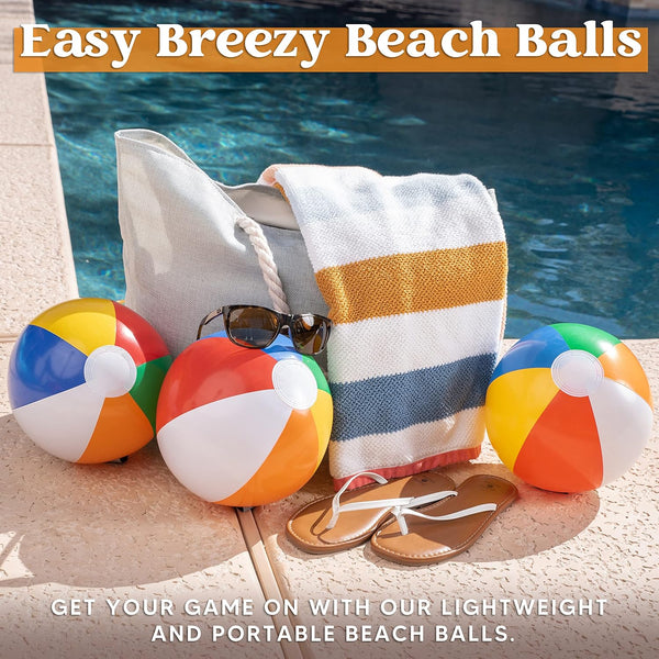 JOYIN Rainbow Beach Balls(12 Pack), 12'' Inflatable Swimming Pool Toys for Summer Water Games Kids Birthday Party Supplies Combo Set Include