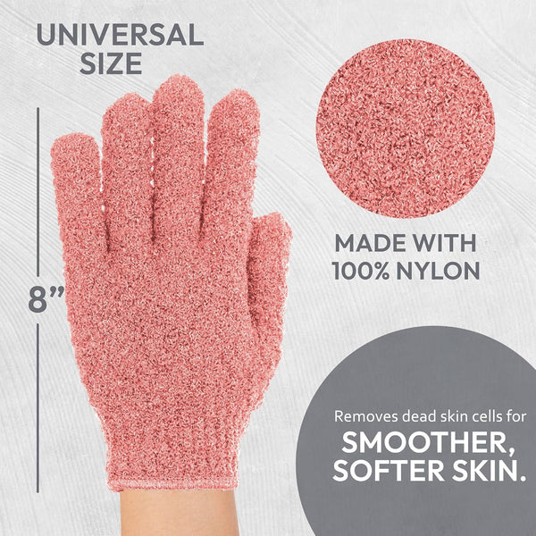 4 Pairs Exfoliating Gloves, 100% Nylon, Dual Texture Body Scrub for Spa, Massage & Dead Skin Removal, Multi-Color Shower Bath Accessories
