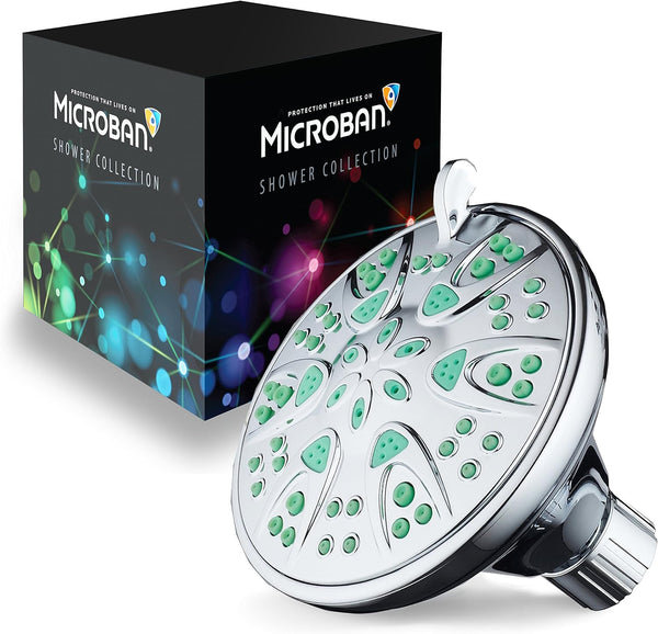AquaDance Antimicrobial – Anti-Clog High-Pressure 6-Setting Shower Head with Microban Nozzle Protection from Growth of Mold, Mildew & Bacteria for