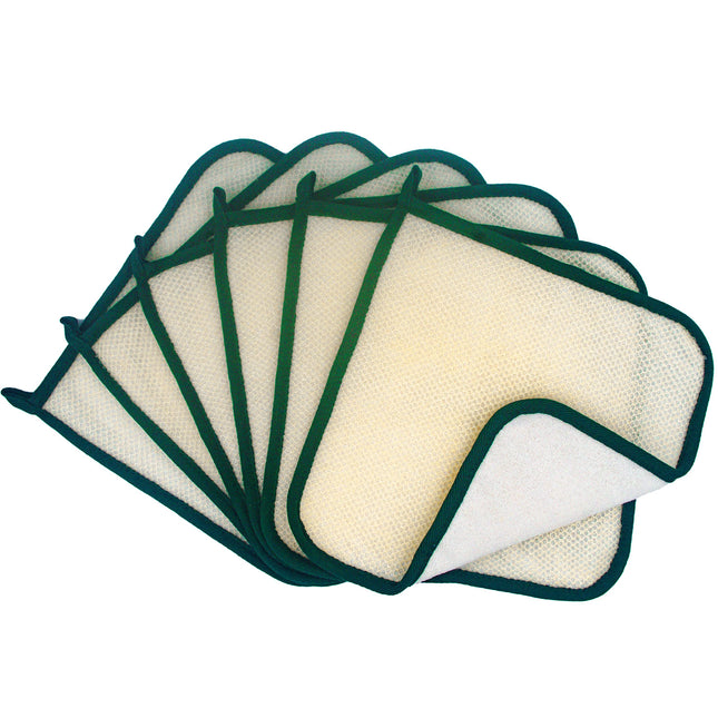 (6 Pack) Dual-Sided Exfoliating Skin Towel Natural Terry Body Cloth Scrubber Premium Sturdy Loofah Towel Soft and Buffing Wash Cloth White for
